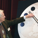 Physics Nobel Prize winner Dr. Leon M. Lederman moves the hands of the Bulletin of the Atomic Scientists’ “Doomsday Clock” two minutes closer to midnight on Feb. 27, 2002, at the University of Chicago. (Tim Boyle/Getty Images)